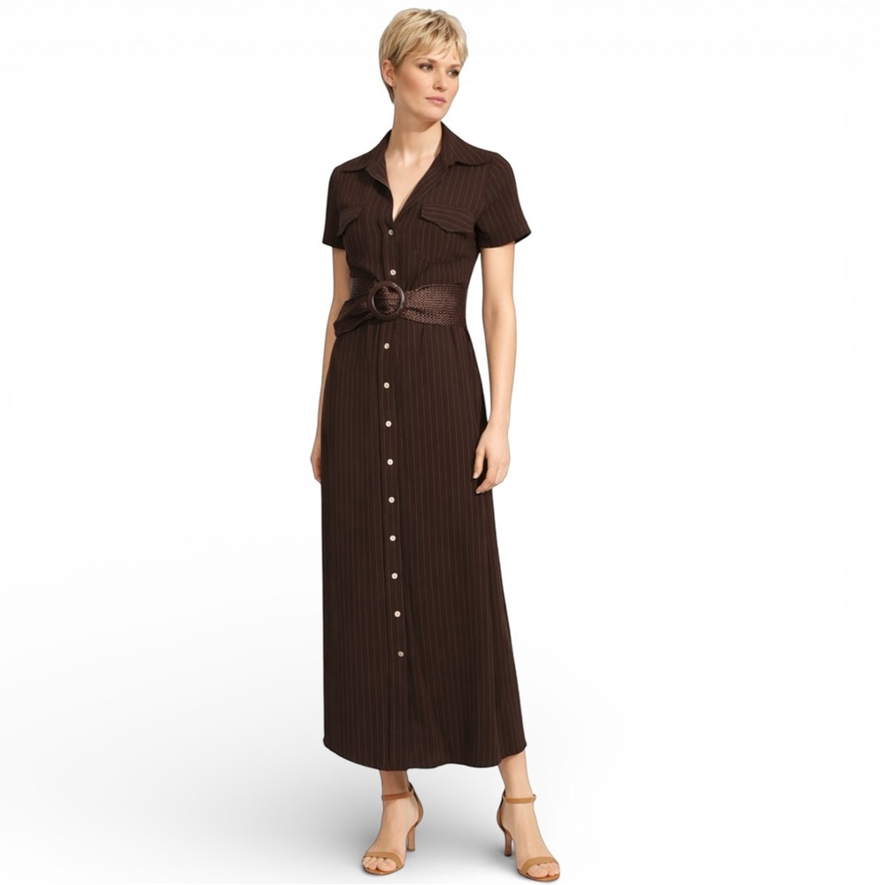 Vintage 90s Maxi Pinstripe Shirt Dress
